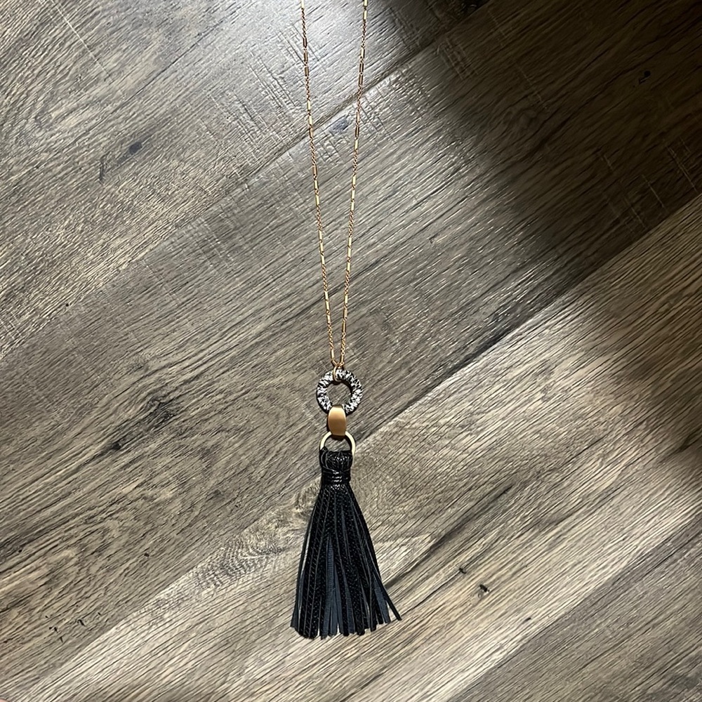 Black and grey long necklace